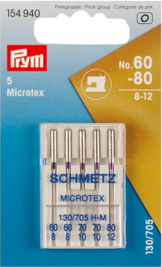 PRYM, Microtex Sewing Machine Needles 130/705, no.60-80, 5pcs