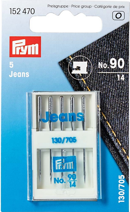 PRYM, Jeans Sewing Machine Needles 130/705, no.90, 5pcs