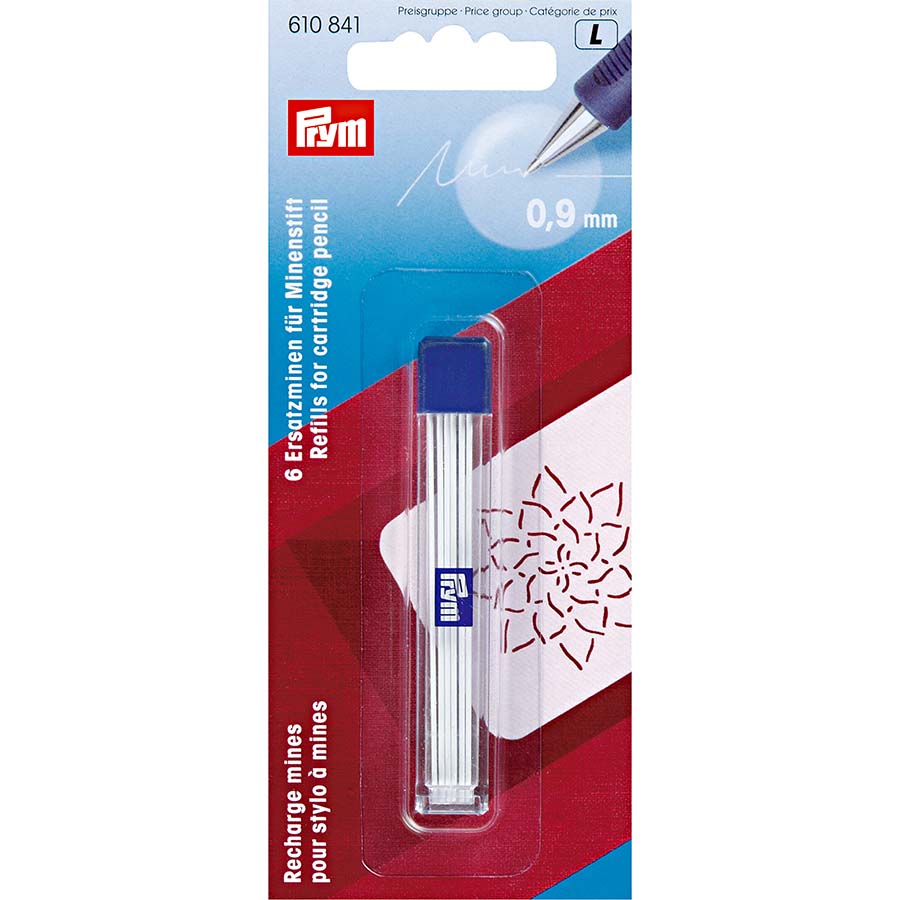 Prym Refills For Cartridge Pencil, Ø 0.9mm, White