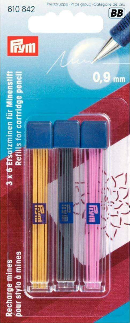 Prym Refills For Cartridge Pencil, Ø 0.9mm, Assorted Colours