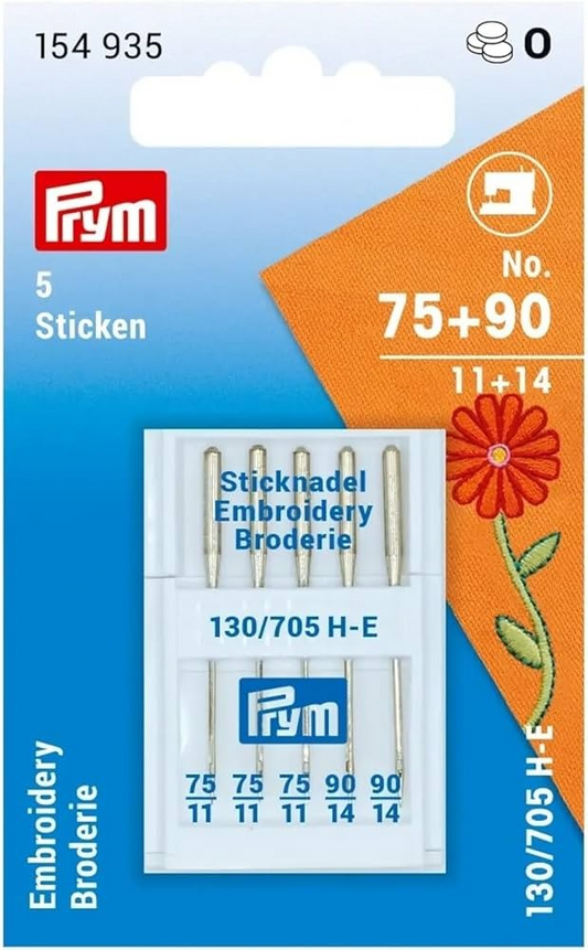 PRYM, Embroidery Sewing Machine Needles 130/705, no.75-90, 5pcs