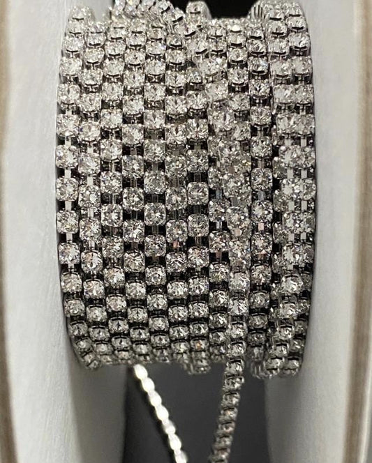 Swarovski Crystal Clear Rhinestone Studded Silver Chain