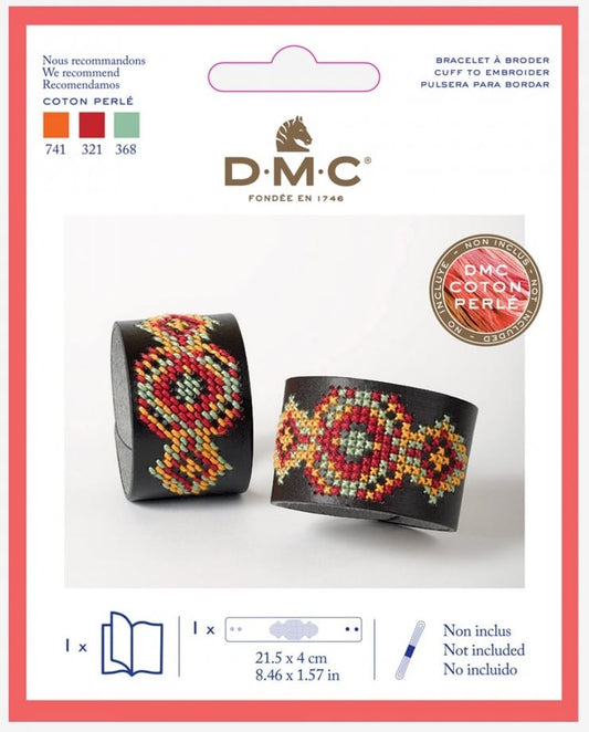 DMC leatherette bracelet embroidery kit - THREADS INCLUDED FREE