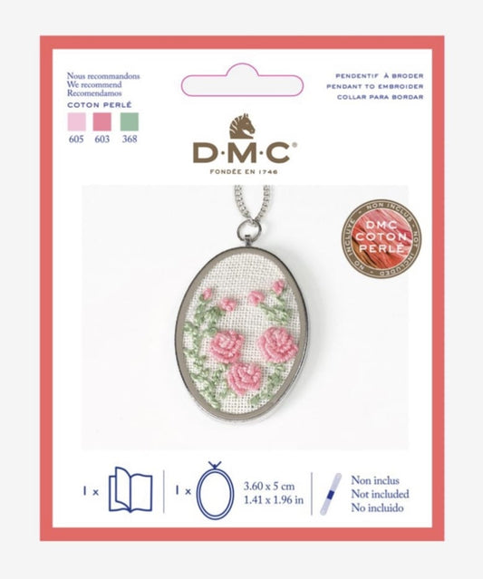 DMC oval embroidery pendant kit - THREADS INCLUDED FREE