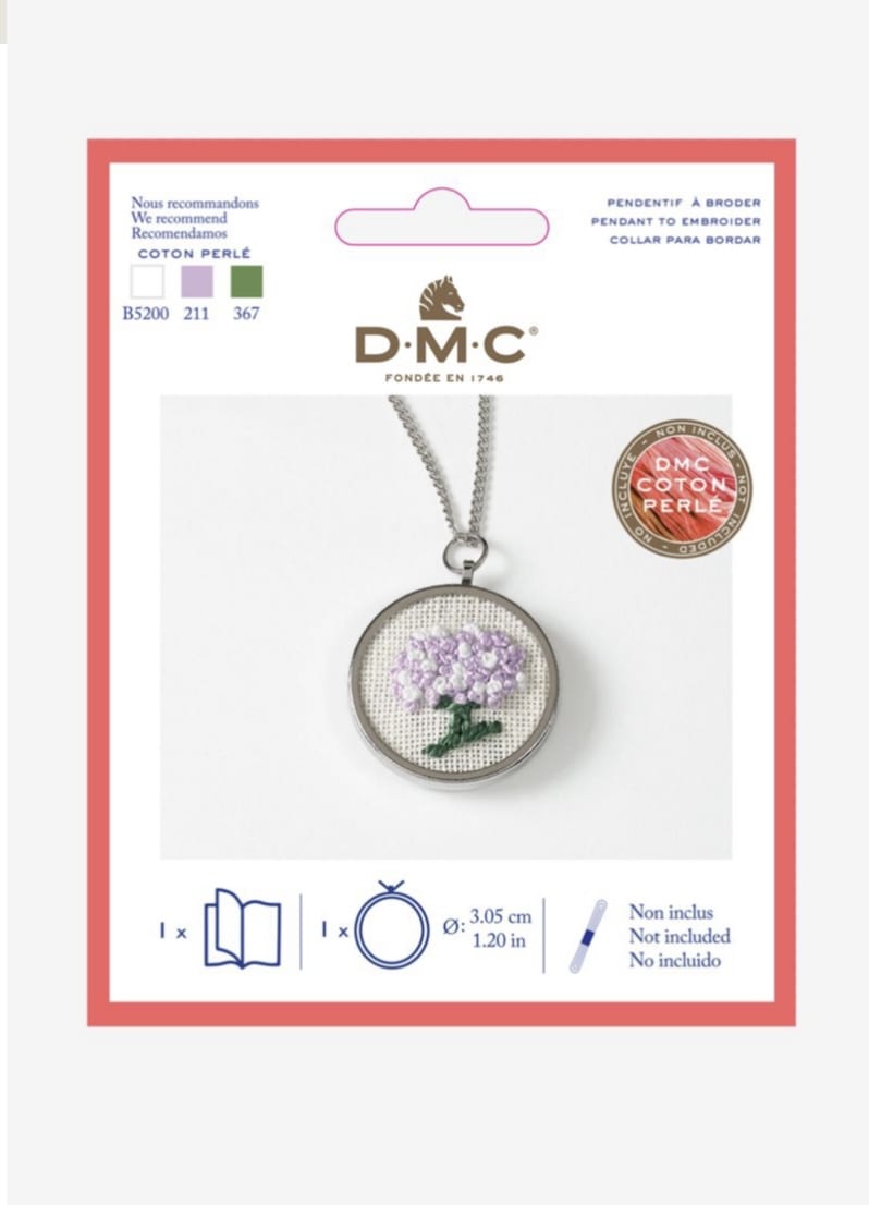 DMC round embroidery pendant kit - THREADS INCLUDED FREE