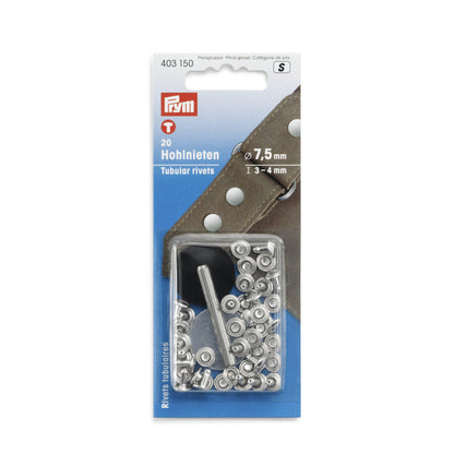 Hollow rivets silver-coloured, 3 sizes