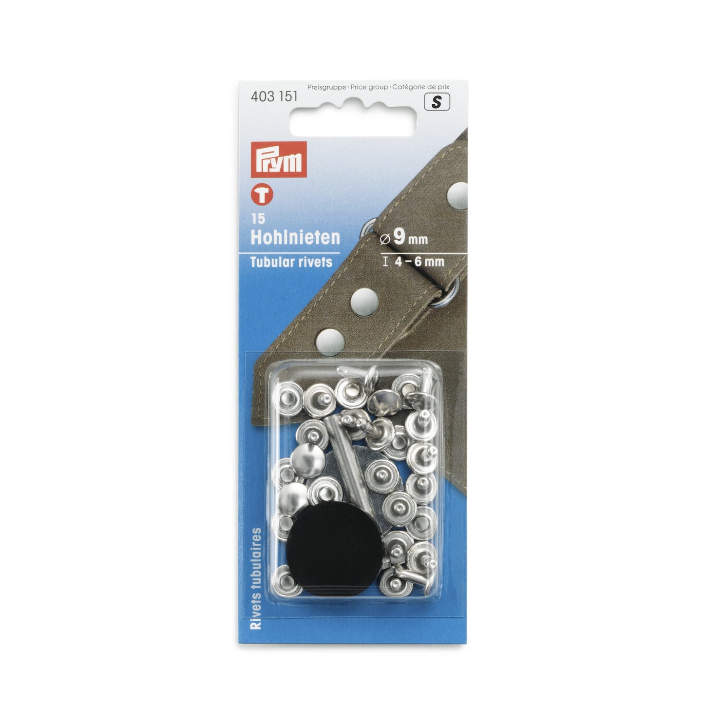 Hollow rivets silver-coloured, 3 sizes