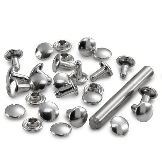 Hollow rivets silver-coloured, 3 sizes