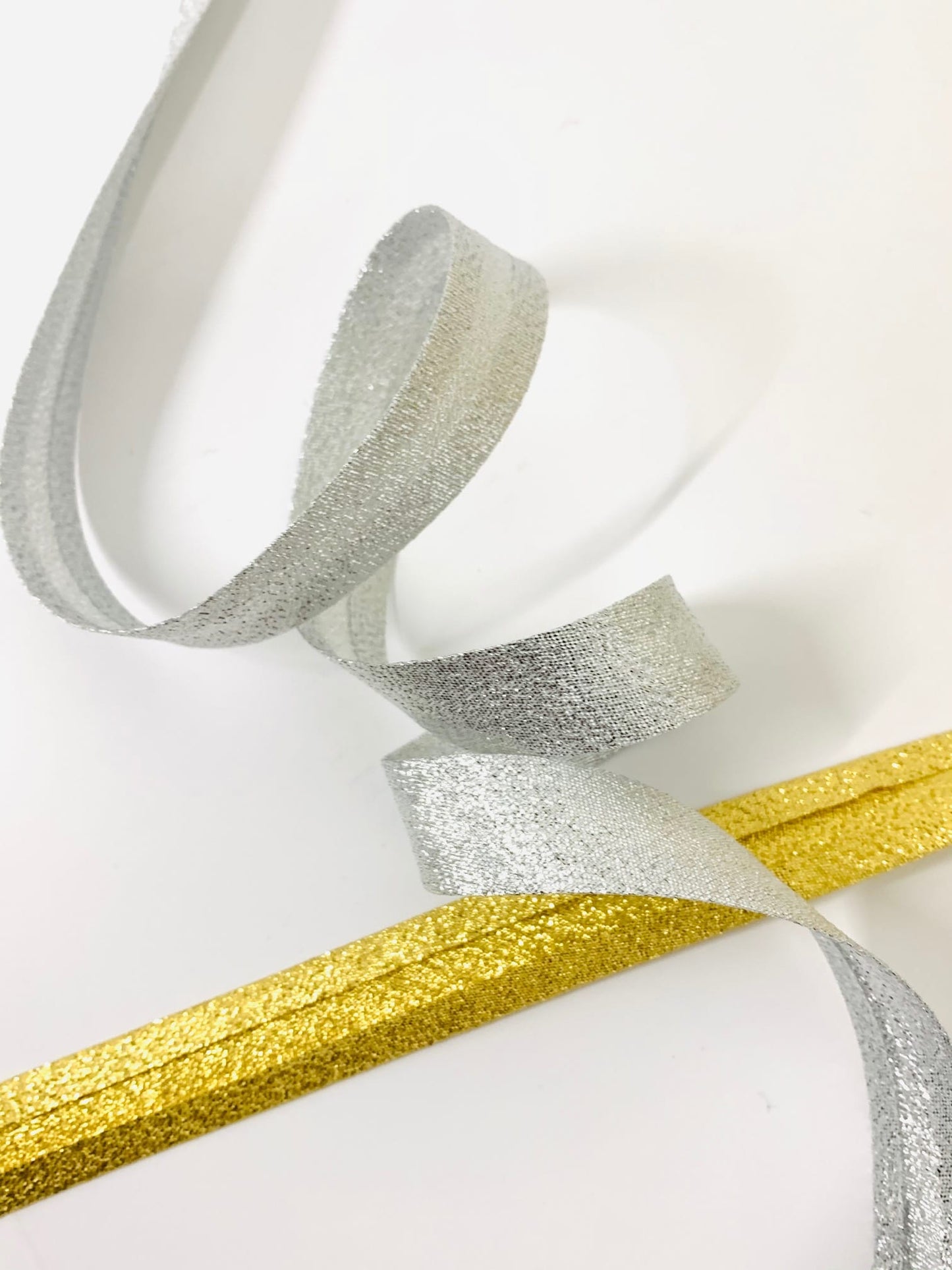 Metallic Lame Bias Binding, 14/25mm, Gold/Silver