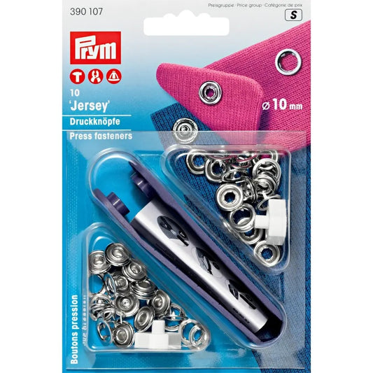 Prym Non-sew Press Fastener Jersey, Retaining Ring, 10mm, Silver-coloured