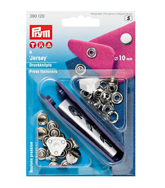 Prym Non-sew Press Fastener Jersey, Smooth Cap, 10mm, Silver-coloured