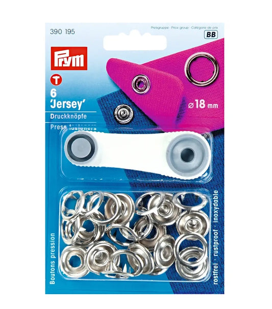 Prym Non-sew Press Fastener Jersey, 18mm, Silver-coloured/Antique Brass