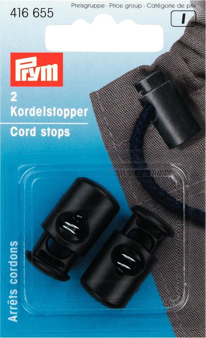 Prym Squared Cord Stopper, 1-hole, Black