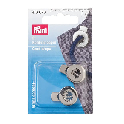 Prym Cord Stopper, Flat Round, Silver-coloured