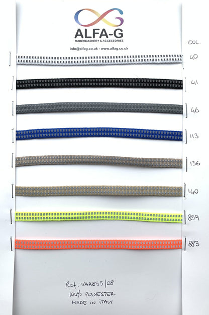 Reflective webbing tape, 8 colours