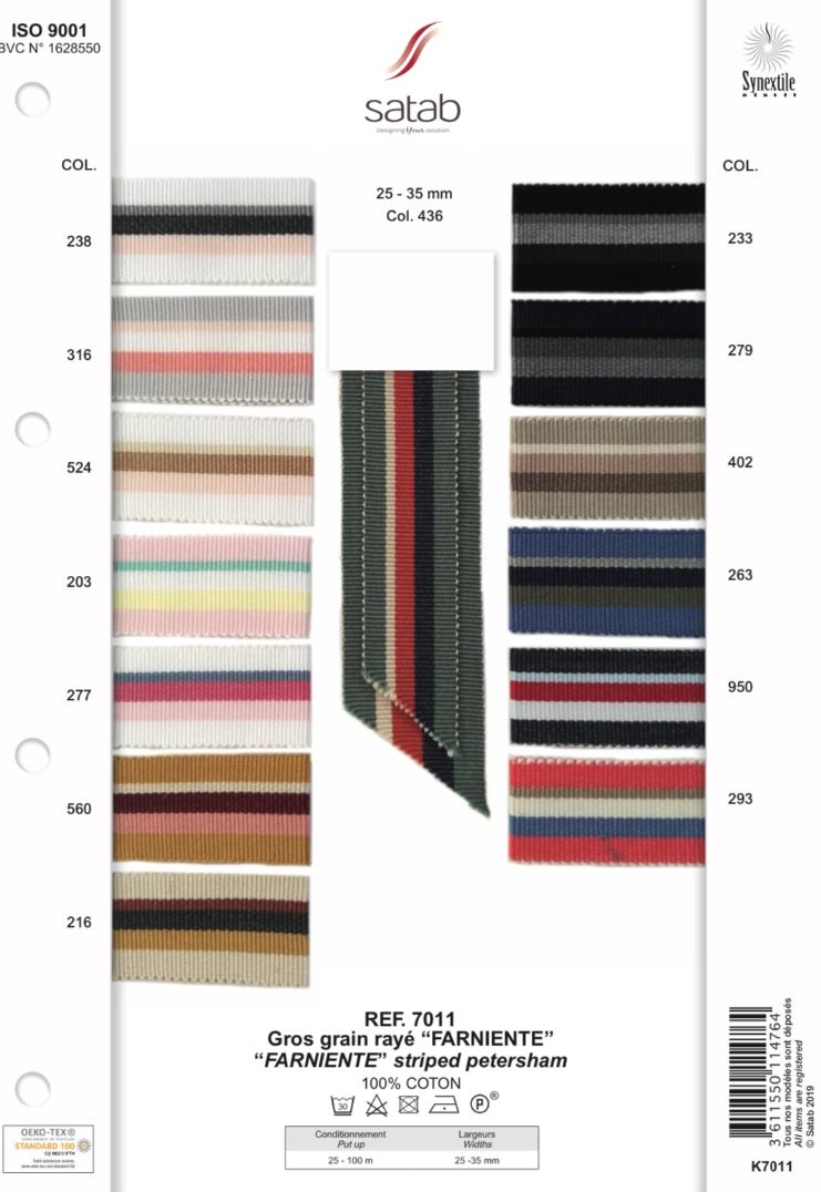 "Farniente" Striped Grosgrain, 7 variants