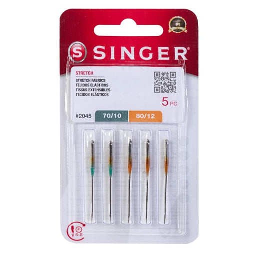 Singer Stretch Fabrics Needles, Assorted Sizes, 70, 80, 5pc