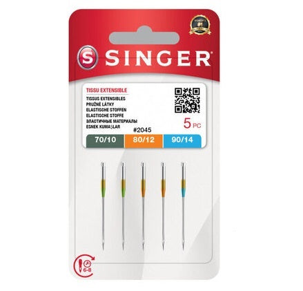 Singer Stretch Fabrics Needles, Assorted Sizes 70, 80 , 90, 5pc