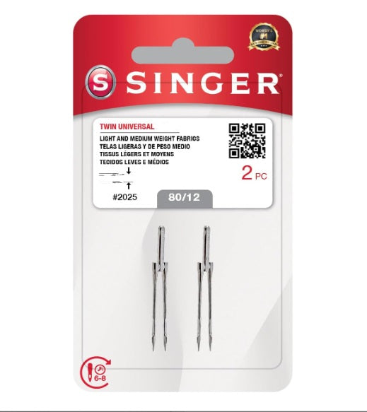 Singer Twin Universal 4mm Size 80/12, 2pc