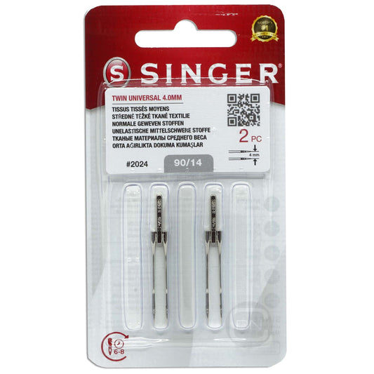 Singer Twin Universal 4mm Size 90/14, 2pc