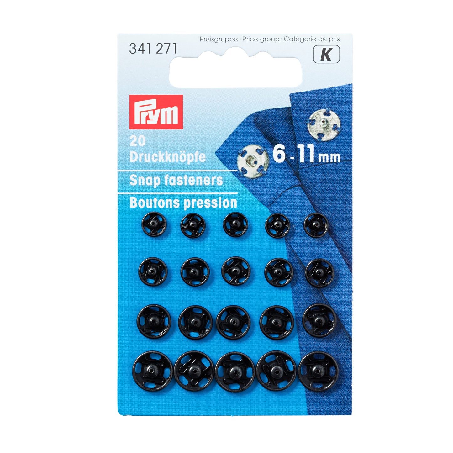 Snap buttons 6-11mm, 2 colours