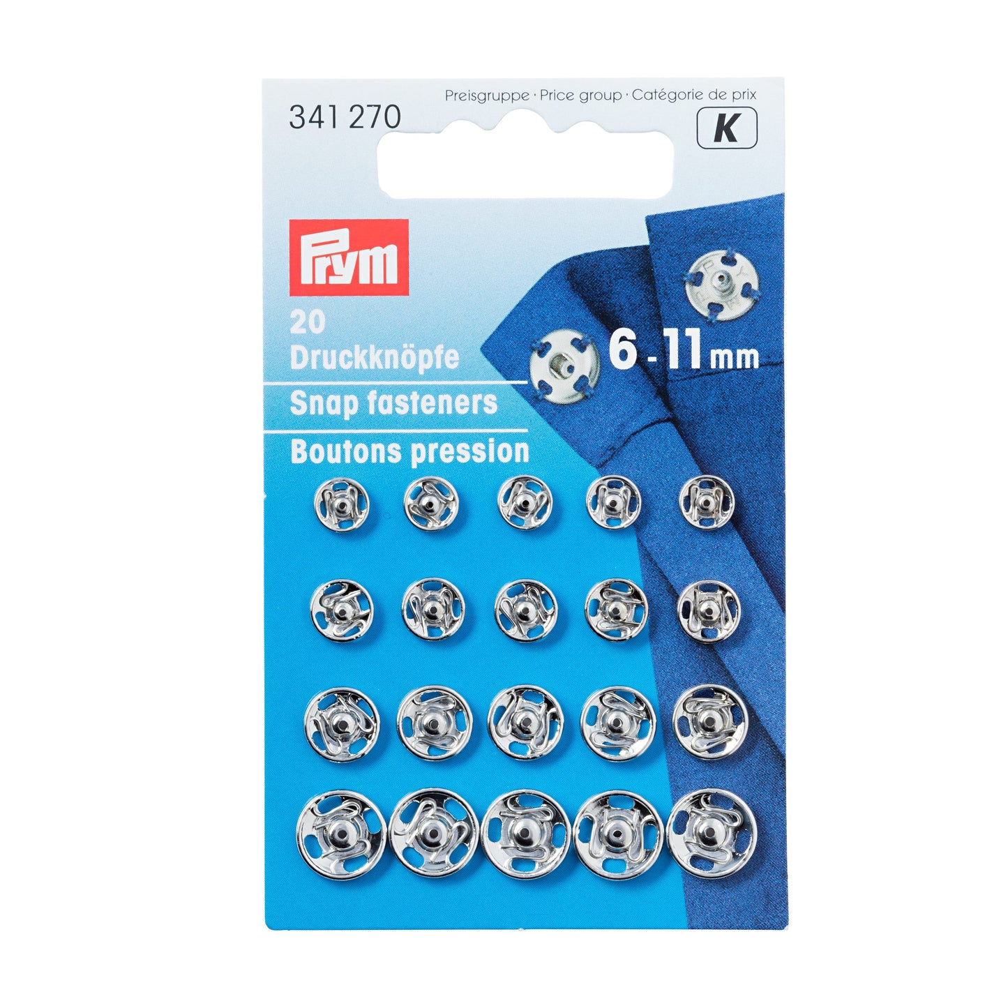 Snap buttons 6-11mm, 2 colours