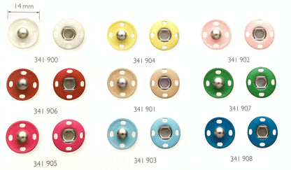 Kids Metal Sew-on Snap fasteners 14mm, 3 colours