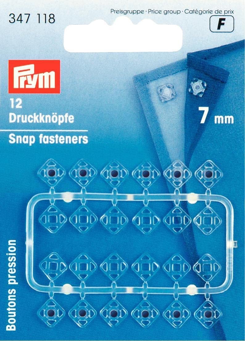 Snap fasteners square, 7mm, transparent