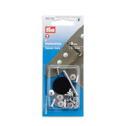 Prym Hollow Rivets, 6-9mm, Silver-coloured, 8 Items