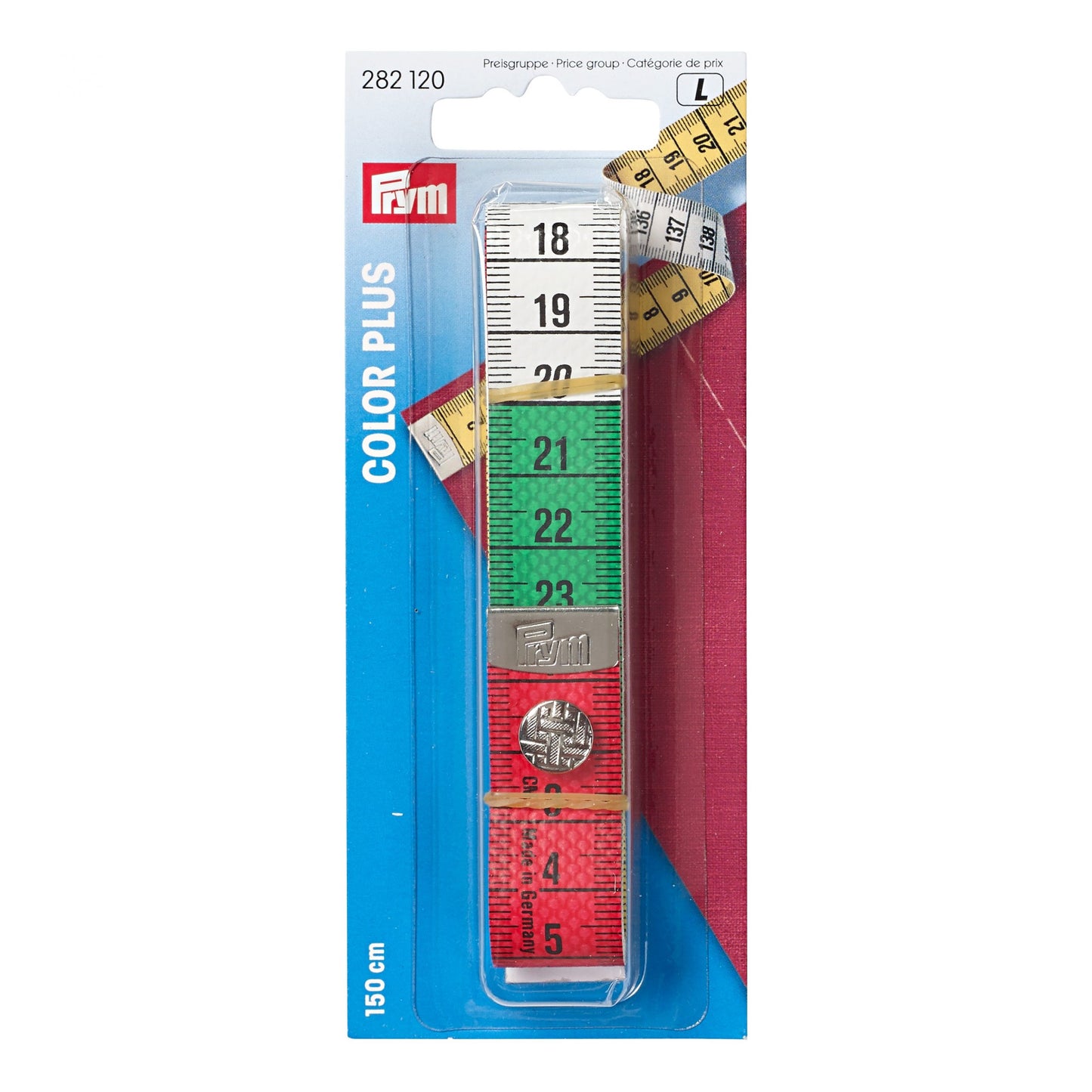 Prym Tape measure Color Plus with button, 150cm/cm